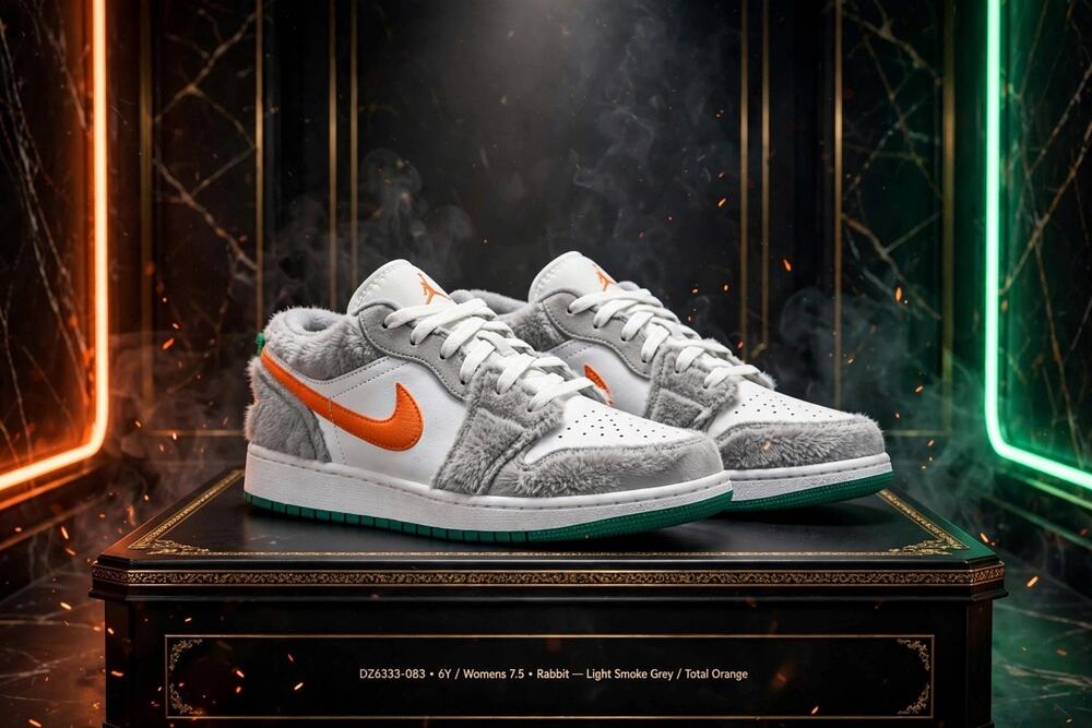 6Y = 7.5W - Jordan 1 Low Rabbit SE DZ6333-083 Grey Orange Green GS